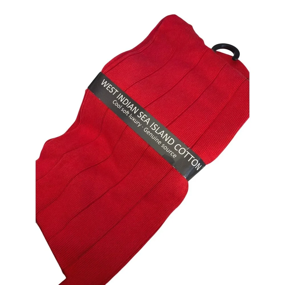 Y2K Pantherella Sea Island Cotton Scarlet Ribbed Dress Socks Luxury Old Money
